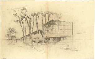 Gsaenger, Gustav; München; Kunstausstellungsgebäude (Glaspalast) - Parkseite, Südost (Perspektive)