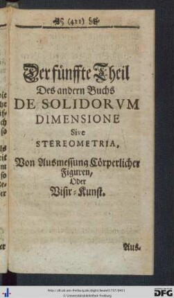 Der fünffte Theil.