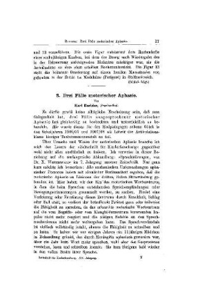 Drei Fälle motorischer Aphasie
