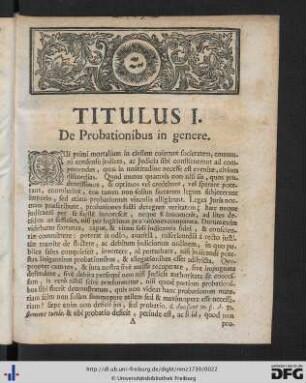 Titulus I. De Probationibus in genere.