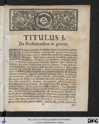 Titulus I. De Probationibus in genere.