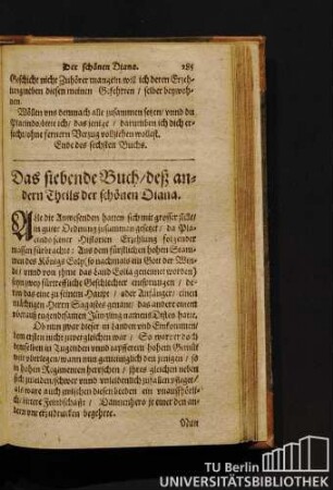 Das siebende Buch/deß andern Theils der schönen Diana.