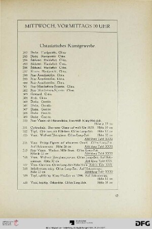 Mittwoch, vormittags 10 Uhr: Ostasiatisches Kunstgewerbe (Nr. 292-408a)
