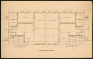 Entwurf zu einem Doppelwohnhaus: Grundriss EG 1:50