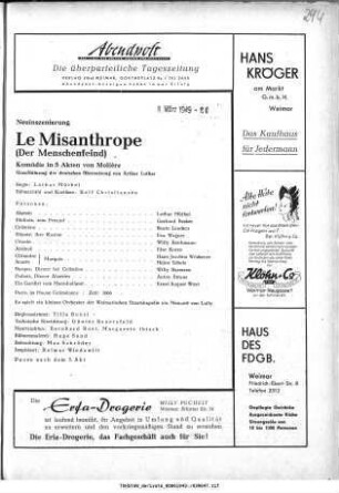 Le Misanthrope (Der Menschenfeind)