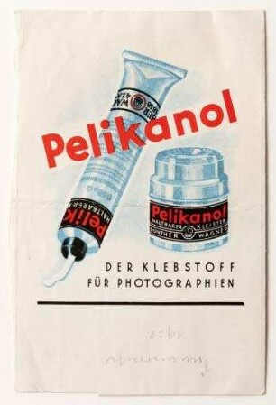 Pelikanol. Der Klebstoff für Photographien (Prospekt, Briefumschlag)