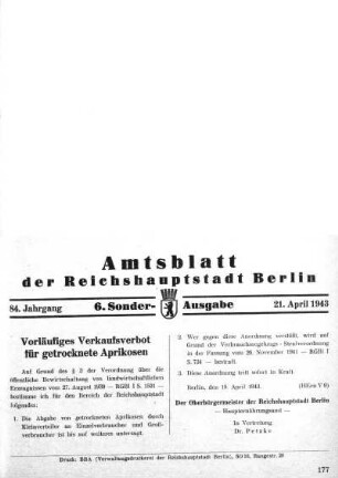6. Sonderausgabe, 21. April 1943