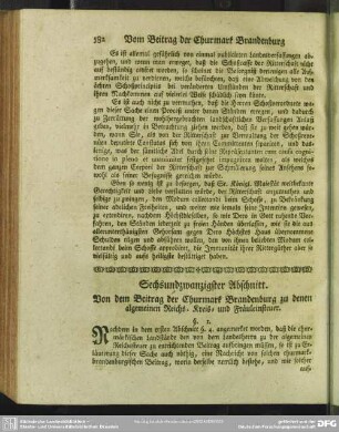 Sechundzwanzigster Abschnitt. Von dem Beitrag der Churmark Brandenburg zu denen algemeinen Reichs- Kreis- und Fräuleinsteuer