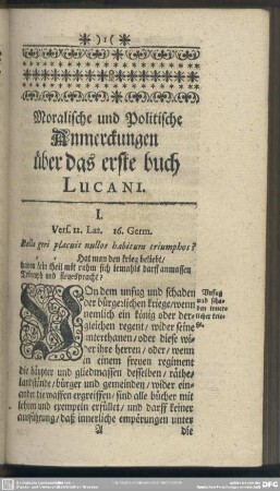Moralische und Politische Anmerckungen über das erste Buch