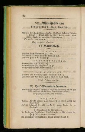 VII. Ministerium des Kurfürstlichen Hauses.