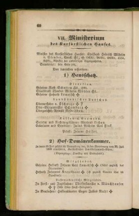 VII. Ministerium des Kurfürstlichen Hauses.