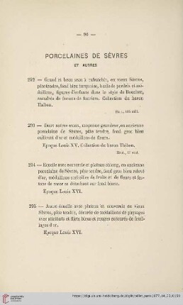 Porcelaines de Sèvres et Autres (Nr. 292 - 301)