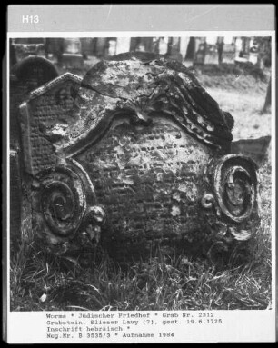 Grabstein von Elieser Lavy (?) (+ 1725.06.19)