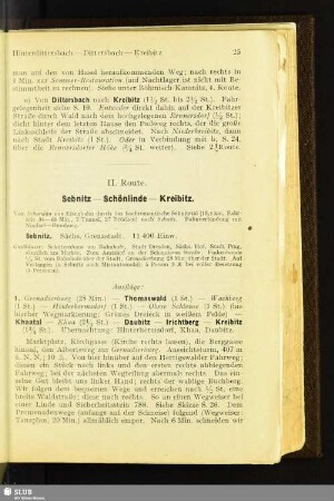 II. Route. Sebnitz – Schönlinde – Kreibitz