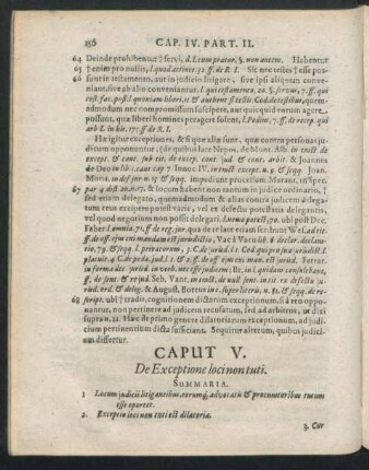 Caput V. De Exceptione loci non tuti