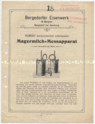 Reimer's kontinuierlich arbeitender Magermilch-Messapparat