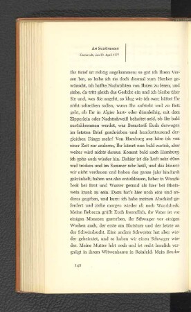 An Schönborn Darmstadt, den 20. April 1777