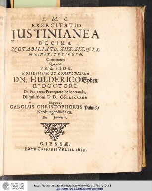 Exercitatio Justinianea Decima