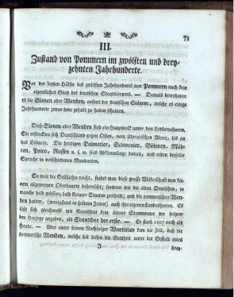 III. Zustand von Pommern im zwölften und dreyzehnten Jahrhunderte.