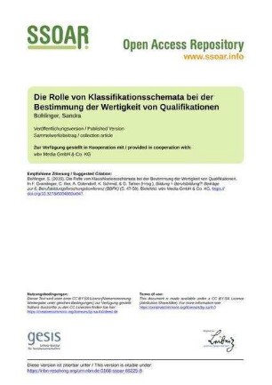 Die Rolle von Klassifikationsschemata bei der Bestimmung der Wertigkeit von Qualifikationen