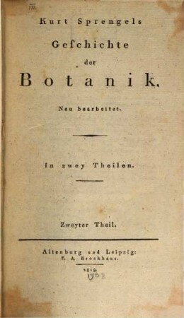 Kurt Sprengels Geschichte der Botanik, 2