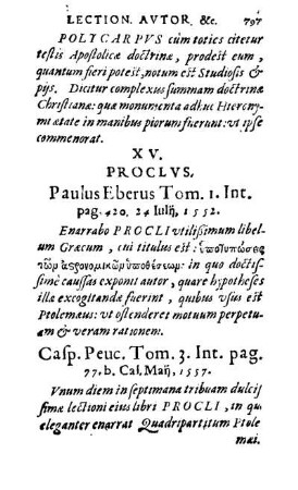 XV. Proclvs. Paulus Eberus Tom. 1. Int. pag. 420. 24. Iulii. 1552.