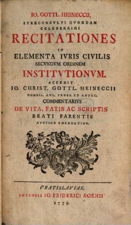 Recitationes in Elementa Iuris civilis secundum Ordinem Institutionum