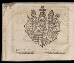 Wappen des Erzbischofs zu Mainz, Johannes Schweikard, sowie zwei vierzeilige Verse