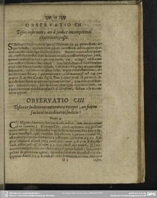 Observatio CII. Testis, an à judice incompetenti examinari possit