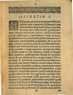 Dispvtatio Jvridica. De Continvatis Jvris Romani Et Bavarici Differentiis