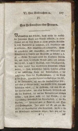 IV. Von Vollmachten oder Procura