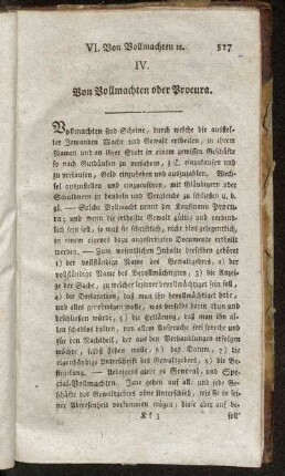 IV. Von Vollmachten oder Procura
