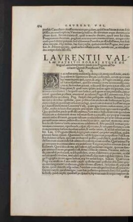 Laurentii Vallae ... Lib. II.