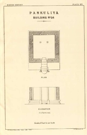Plate XIV. Pankuliya Building No. 24. Plan. Elevation.