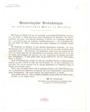 "Meteorologische Beobachtungen am mathematischen Salon zu Dresden."