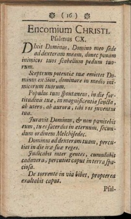 Encomium Christi. Psalmus CX.
