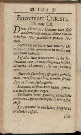 Encomium Christi. Psalmus CX.