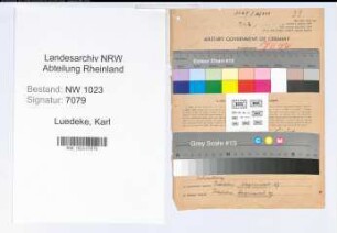 Entnazifizierung Karl Luedeke , geb. 14.03.1900 (Krankenkassenoberinspektor)