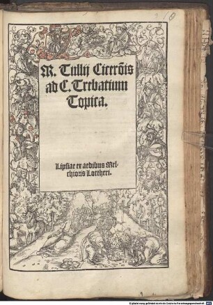 M. Tullij Cicero[n]is ad C. Trebatium Topica