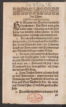 Hör Wunder vber Wunder/ du werthe Christenheit