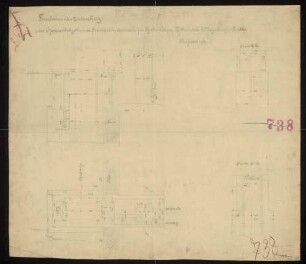 Technische Zeichnung : Fundament-Zeichnung zum Horizontalgatter, 1000 mm Stammdurchmesser, für Herrn Busse[,] Pottmühle bei Magdeburgerforth