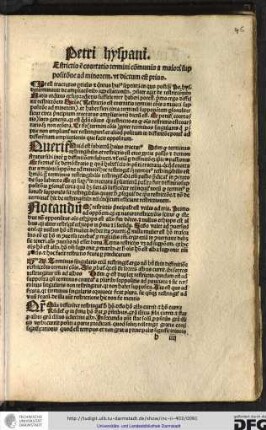 Iste est tractatus partialis et quintus huius septimi in quo postquam Petrus Hyspanus determinavit de ampliationibus appellationibus consequenter agit de restrictionibus...