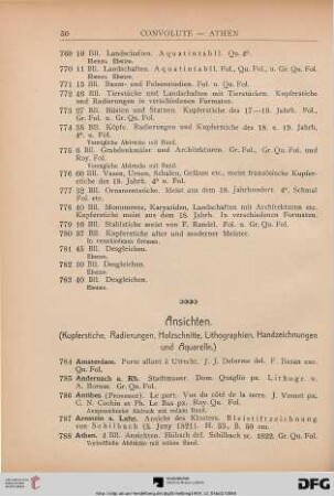 Ansichten (Kupferstiche, Radierungen, Holzschnitte, Lithographien, Handzeichnungen und Aquarelle) (Nr. 784-1019)