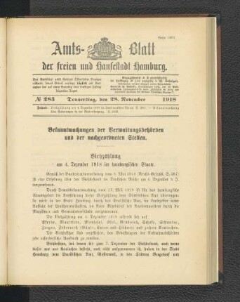 No. 283, 28. November 1918