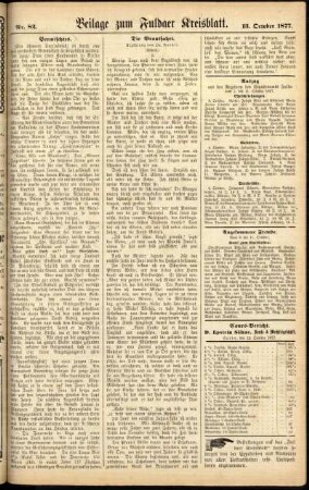 Zweite Ausgabe vom Samstag, den 13. Oktober 1877.