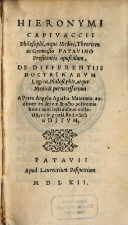 Opusculum de differentiis doctrinarum