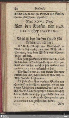 Das XXVI. Cap. Von den Grafen von Hardeck oder Hardegg