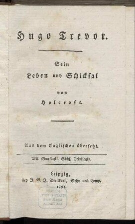 Hugo Trevor : Sein Leben und Schicksal ; Aus dem Englischen übersetzt