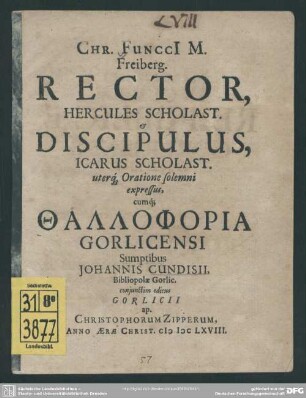 Rector, Hercules scholasticus. et discipules, Icarus scholasticus