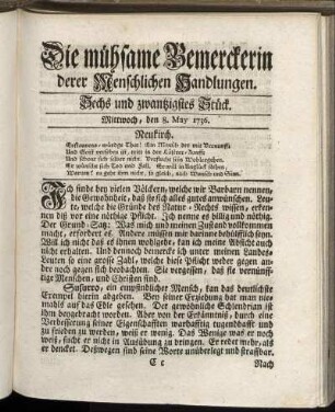 Sechs und zwanzigstes Stück. Mittwoch, den 8. May 1736.